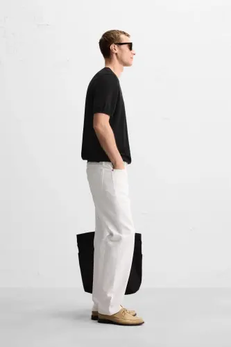 VISCOSE BLEND KNIT T-SHIRT-Black - 4