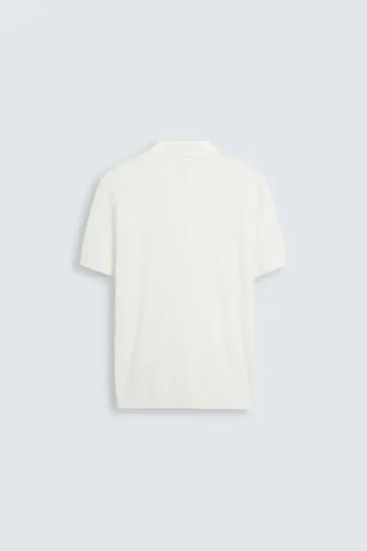 VISCOSE BLEND KNITTED POLO-Off-white - 2
