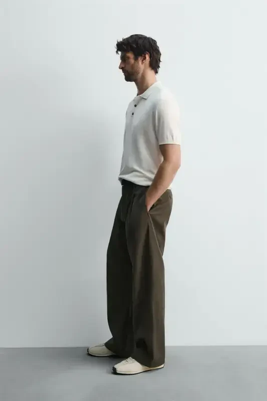 VISCOSE BLEND KNITTED POLO-Off-white - 7