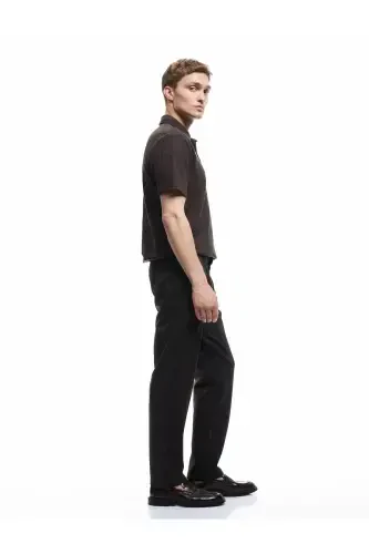 Viscose Blend Pique Fabric Pleated Hem Slim Fit - 2