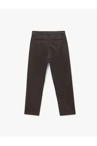 Viscose Blend Pique Fabric Pleated Hem Slim Fit - 3