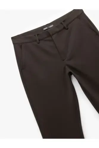 Viscose Blend Pique Fabric Pleated Hem Slim Fit - 4