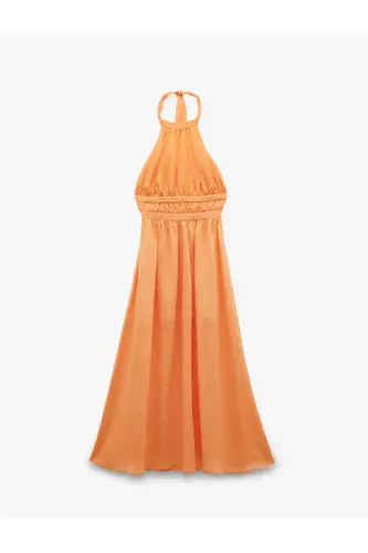 Viscose Halter Neck Long Dress with Back Detail - KOTON (1)