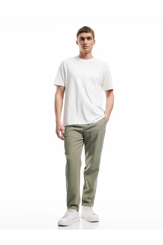 Viscose Pocket Detailed Rayon Tapered Drawstring Waist Pants - 2