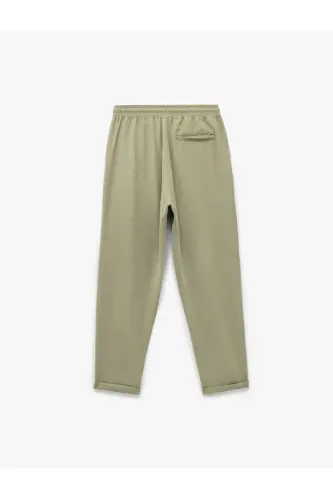 Viscose Pocket Detailed Rayon Tapered Drawstring Waist Pants - 4