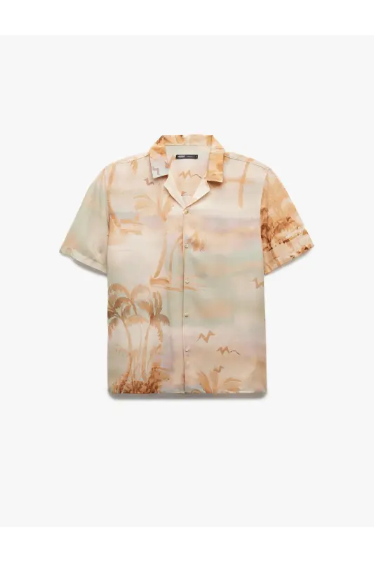 Viscose Short Sleeve Regular Fit Camp Collar Palm Tree - 3
