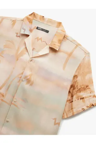 Viscose Short Sleeve Regular Fit Camp Collar Palm Tree - 5