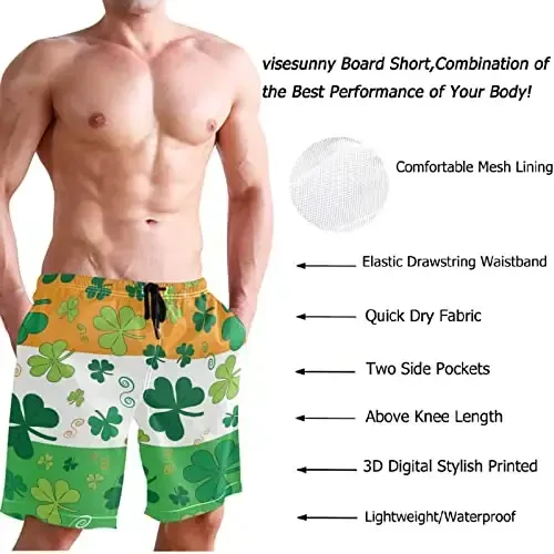visesunny Erkaklar Suzish Shim Shim Beach Surfing Board Shortları Suzish Kiyim Tez Quruq To'r Astar Hammom Cho'ntaklar bilan - 4
