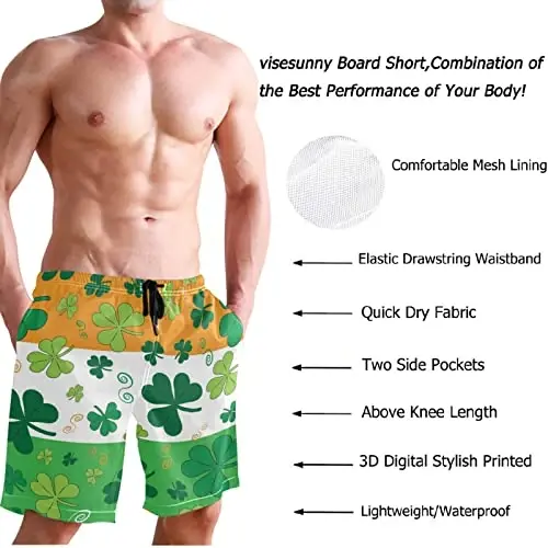 visesunny Erkaklar Suzish Shim Shim Beach Surfing Board Shortları Suzish Kiyim Tez Quruq To'r Astar Hammom Cho'ntaklar bilan - 4