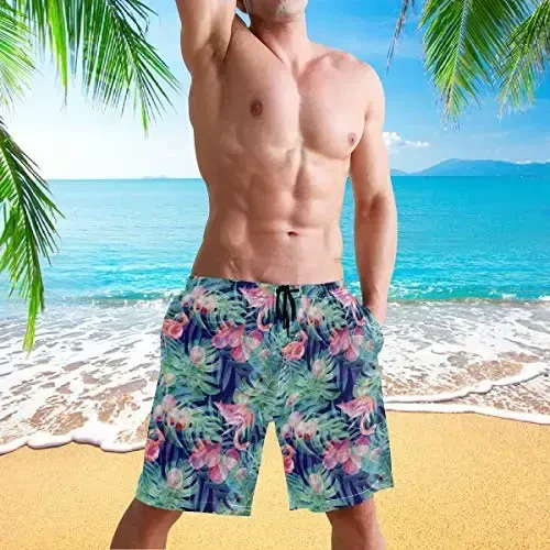 visesunny Men Swim Trunks Swimming Beach Surfing Board Shorts Swimwear Quick Dry Mesh Lining Bathing Suits with Pockets - 5