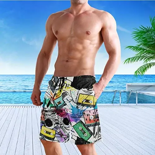 visesunny Erkaklar suzish trunklari Suzish Beach Surfing Board Shortlari Suzish kiyimlari Tez quriydigan to'rli astar cho'milish kostyumlari cho'ntaklar bilan - 6
