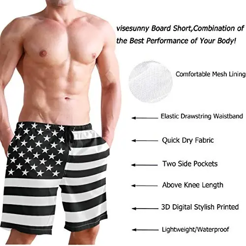 visesunny Men Swim Trunks Swimming Beach Surfing Board Shorts Swimwear Quick Dry Mesh Lining Bathing Suits with Pockets - 4