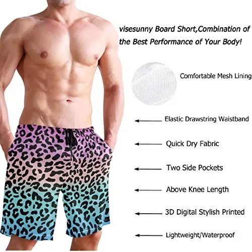 visesunny Men Swim Trunks Swimming Beach Surfing Board Shorts Swimwear Quick Dry Mesh Lining Bathing Suits with Pockets - 4