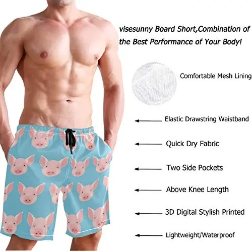 visesunny Men Swim Trunks Swimming Beach Surfing Board Shorts Swimwear Quick Dry Mesh Lining Bathing Suits with Pockets - 3