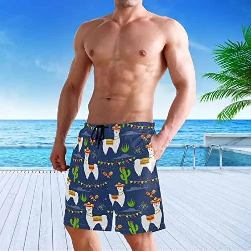 visesunny Men Swim Trunks Swimming Beach Surfing Board Shorts Swimwear Quick Dry Mesh Lining Bathing Suits with Pockets - 5