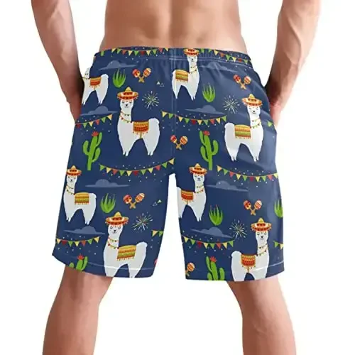 visesunny Men Swim Trunks Swimming Beach Surfing Board Shorts Swimwear Quick Dry Mesh Lining Bathing Suits with Pockets - 2