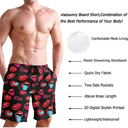 visesunny Men Swim Trunks Swimming Beach Surfing Board Shorts Swimwear Quick Dry Mesh Lining Bathing Suits with Pockets - 4