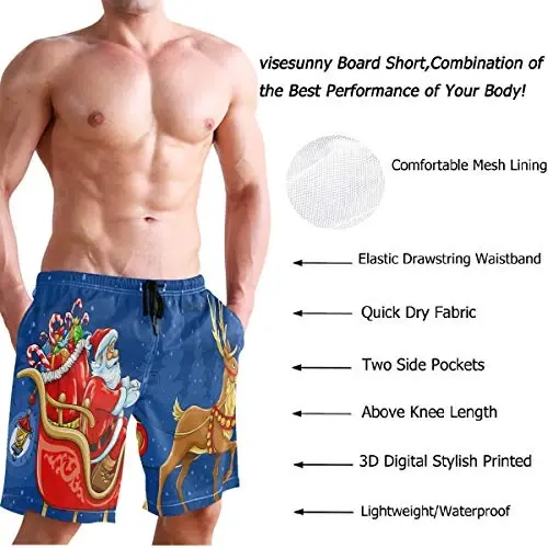 visesunny Men Swim Trunks Swimming Beach Surfing Board Shorts Swimwear Quick Dry Mesh Lining Bathing Suits with Pockets - 3