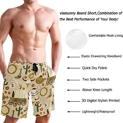 visesunny Men Swim Trunks Swimming Beach Surfing Board Shorts Swimwear Quick Dry Mesh Lining Bathing Suits with Pockets - 3