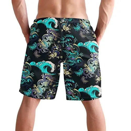 visesunny Men Swim Trunks Swimming Beach Surfing Board Shorts Swimwear Quick Dry Mesh Lining Bathing Suits with Pockets - 3