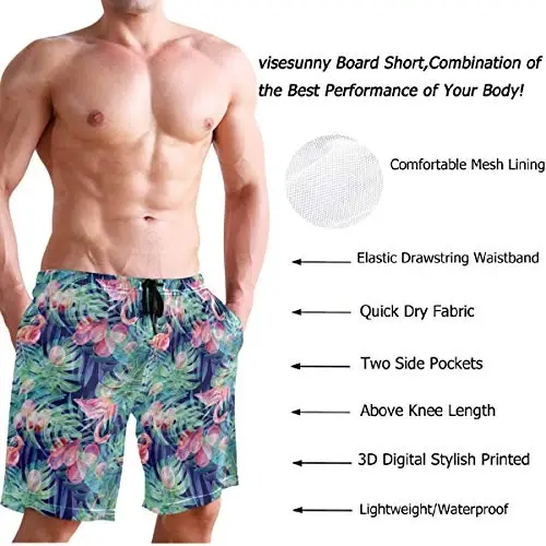 visesunny Men Swim Trunks Swimming Beach Surfing Board Shorts Swimwear Quick Dry Mesh Lining Bathing Suits with Pockets - 4
