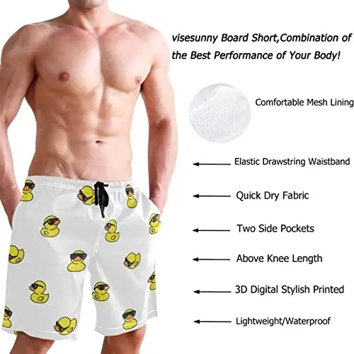 visesunny Men Swim Trunks Swimming Beach Surfing Board Shorts Swimwear Quick Dry Mesh Lining Bathing Suits with Pockets - VISESUNNY (1)