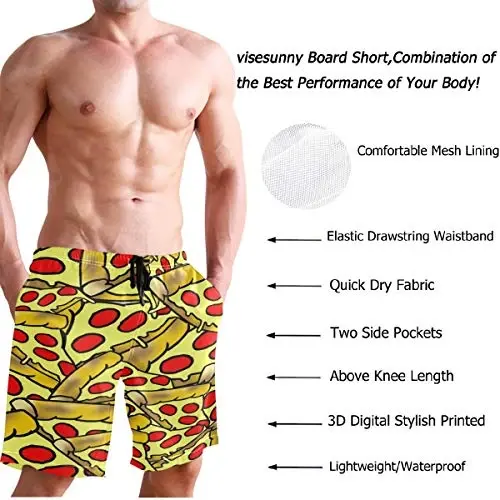visesunny Men Swim Trunks Swimming Beach Surfing Board Shorts Swimwear Quick Dry Mesh Lining Bathing Suits with Pockets - 3