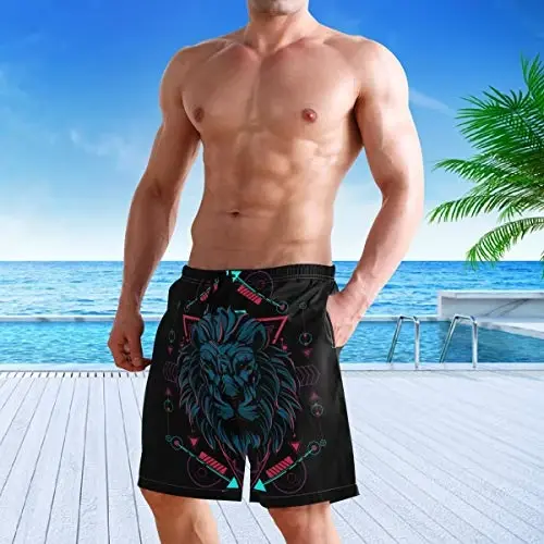 visesunny Men Swim Trunks Swimming Beach Surfing Board Shorts Swimwear Quick Dry Mesh Lining Bathing Suits with Pockets - 5