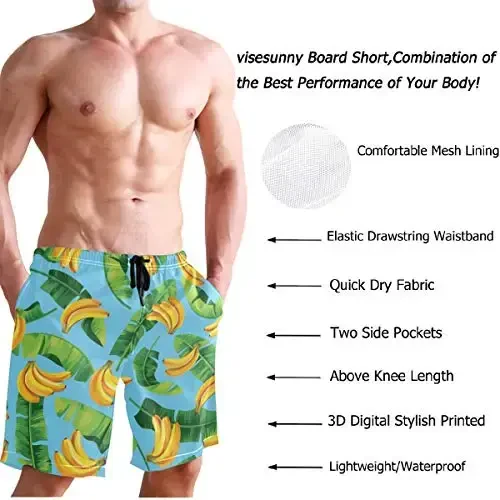 visesunny Men Swim Trunks Swimming Beach Surfing Board Shorts Swimwear Quick Dry Mesh Lining Bathing Suits with Pockets - 4