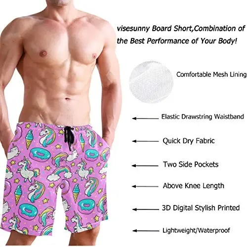 visesunny Men Swim Trunks Swimming Beach Surfing Board Shorts Swimwear Quick Dry Mesh Lining Bathing Suits with Pockets - 4