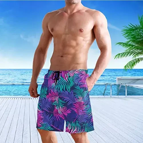 visesunny Men Swim Trunks Swimming Beach Surfing Board Shorts Swimwear Quick Dry Mesh Lining Bathing Suits with Pockets - 6