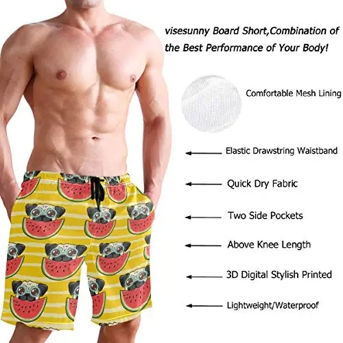 visesunny Men Swim Trunks Swimming Beach Surfing Board Shorts Swimwear Quick Dry Mesh Lining Bathing Suits with Pockets - 9