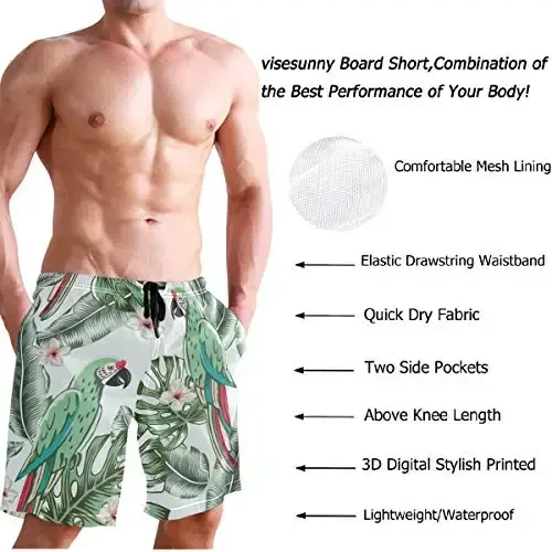 visesunny Men Swim Trunks Swimming Beach Surfing Board Shorts Swimwear Quick Dry Mesh Lining Bathing Suits with Pockets - 4