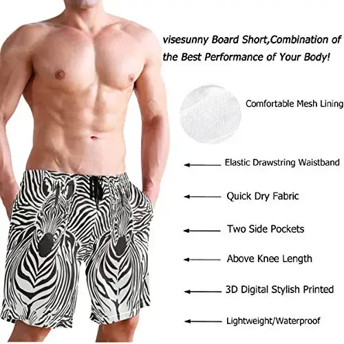 visesunny Men Swim Trunks Swimming Beach Surfing Board Shorts Swimwear Quick Dry Mesh Lining Bathing Suits with Pockets - 4
