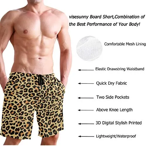 visesunny Men Swim Trunks Swimming Beach Surfing Board Shorts Swimwear Quick Dry Mesh Lining Bathing Suits with Pockets - 3