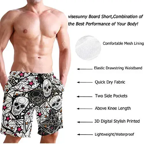 visesunny Men Swim Trunks Swimming Beach Surfing Board Shorts Swimwear Quick Dry Mesh Lining Bathing Suits with Pockets - 4