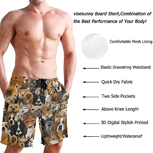 visesunny Men Swim Trunks Swimming Beach Surfing Board Shorts Swimwear Quick Dry Mesh Lining Bathing Suits with Pockets - 3