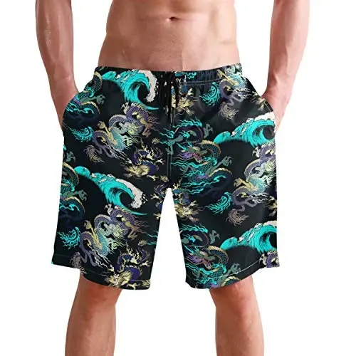 visesunny Men Swim Trunks Swimming Beach Surfing Board Shorts Swimwear Quick Dry Mesh Lining Bathing Suits with Pockets - VISESUNNY (1)