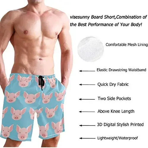 visesunny Men Swim Trunks Swimming Beach Surfing Board Shorts Swimwear Quick Dry Mesh Lining Bathing Suits with Pockets - 3