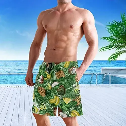visesunny Men Swim Trunks Swimming Beach Surfing Board Shorts Swimwear Quick Dry Mesh Lining Bathing Suits with Pockets - 5