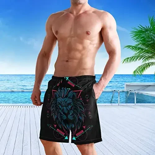visesunny Men Swim Trunks Swimming Beach Surfing Board Shorts Swimwear Quick Dry Mesh Lining Bathing Suits with Pockets - 5