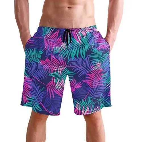visesunny Men Swim Trunks Swimming Beach Surfing Board Shorts Swimwear Quick Dry Mesh Lining Bathing Suits with Pockets - 2