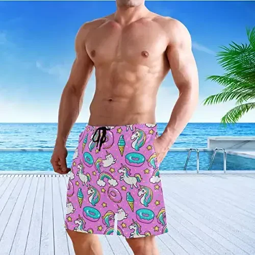 visesunny Men Swim Trunks Swimming Beach Surfing Board Shorts Swimwear Quick Dry Mesh Lining Bathing Suits with Pockets - 6