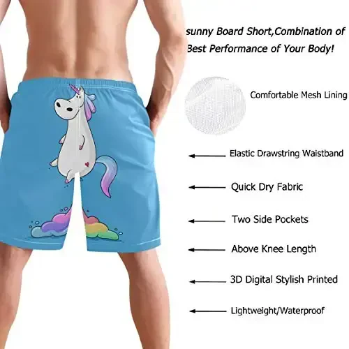 visesunny Men Swim Trunks Swimming Beach Surfing Board Shorts Swimwear Quick Dry Mesh Lining Bathing Suits with Pockets - 3