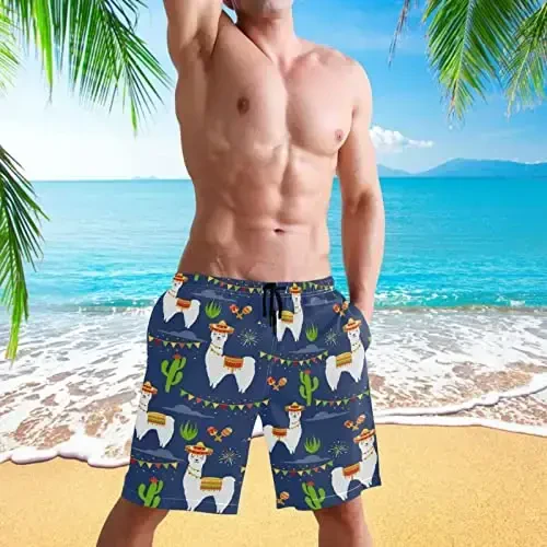 visesunny Men Swim Trunks Swimming Beach Surfing Board Shorts Swimwear Quick Dry Mesh Lining Bathing Suits with Pockets - 4