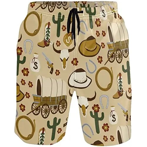 visesunny Men Swim Trunks Swimming Beach Surfing Board Shorts Swimwear Quick Dry Mesh Lining Bathing Suits with Pockets - 1