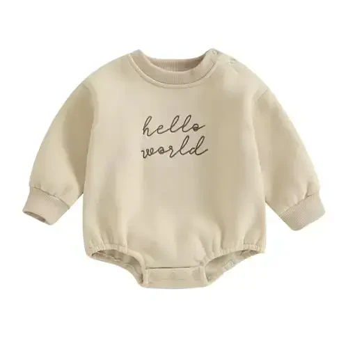 VISGOGO Newborn Infant Baby Boy Girls Oversized Romper Little Dude Sweater Onesie Coming Home Outfit Neutral Clothes - 1