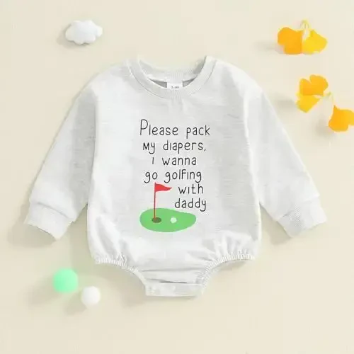 VISGOGO Newborn Infant Baby Boy Girls Oversized Romper Little Dude Sweater Onesie Coming Home Outfit Neutral Clothes - 5