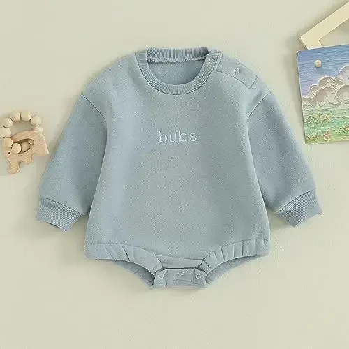 VISGOGO Newborn Infant Baby Boy Girls Oversized Romper Little Dude Sweater Onesie Coming Home Outfit Neutral Clothes - 2