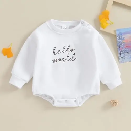 VISGOGO Newborn Infant Baby Boy Girls Oversized Romper Little Dude Sweater Onesie Coming Home Outfit Neutral Clothes - 3